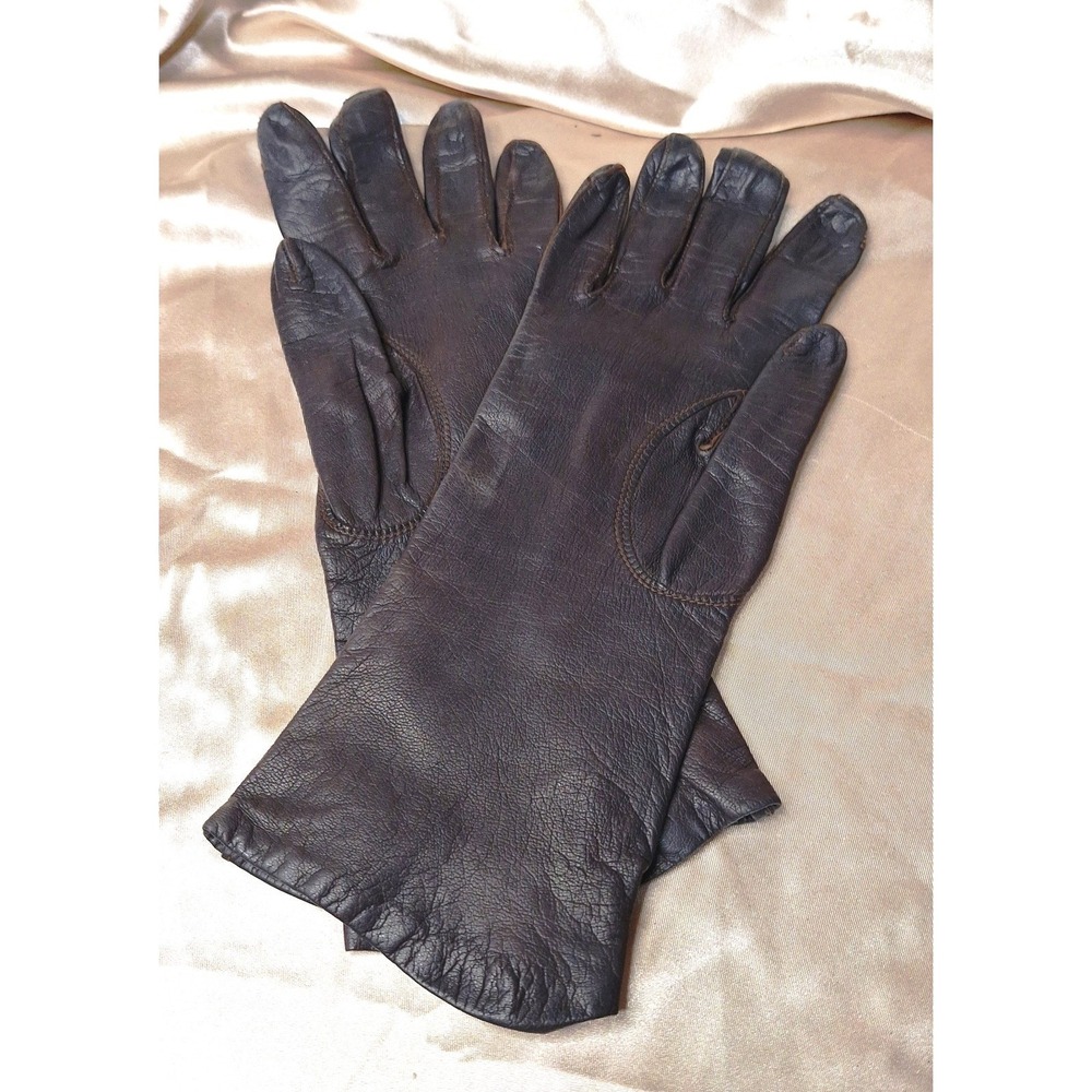 Warm Women's‎ Black Leather Gloves with all cotton lining size 6.5 (6-1/2)